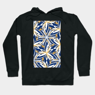 abstract petals - navy-white-yellow Hoodie